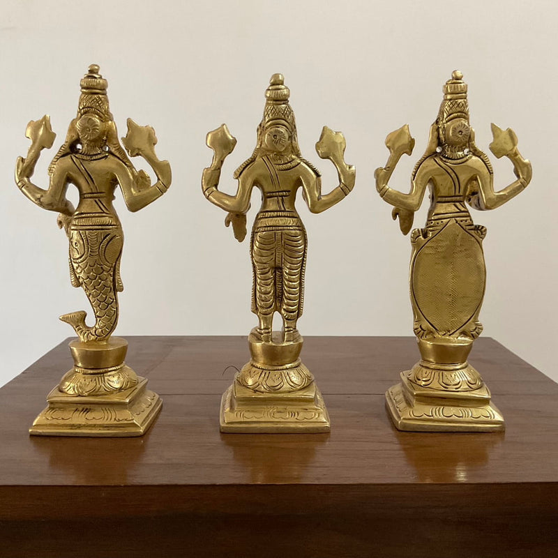 6 Inches Lord Vishnu Dashavatar Brass Idols - Decorative Home Decor - Crafts N Chisel - Indian Home Decor USA
