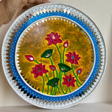 12 Inches Lotus Lippan Art Wall Hanging - Clay Mirror Wall Decor - Crafts N Chisel - Indian Home Decor USA