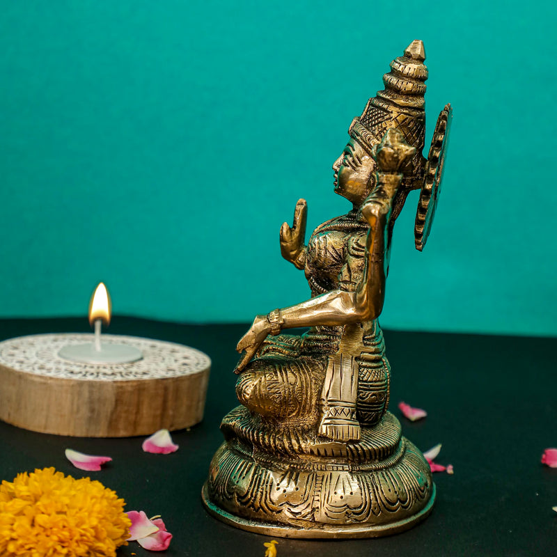 8 Inches Lakshmi Ganesh Brass Idol - Pooja Statue for Home - Festive Decor - Crafts N Chisel - Indian Home Decor USA