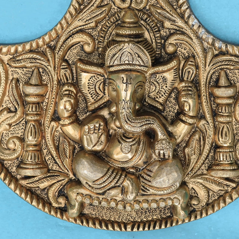 Brass Ganesha Pankha Wall Hanging - Crafts N Chisel - Indian Home Decor USA