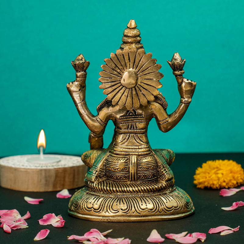 8 Inches Lakshmi Ganesh Brass Idol - Pooja Statue for Home - Festive Decor - Crafts N Chisel - Indian Home Decor USA