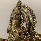 17.5 Inches Lord Ganesh Brass Idol - handcrafted Ganpati Decorative Statue for Home Decor - Housewarming Gift - Crafts N Chisel - Indian Home Decor USA