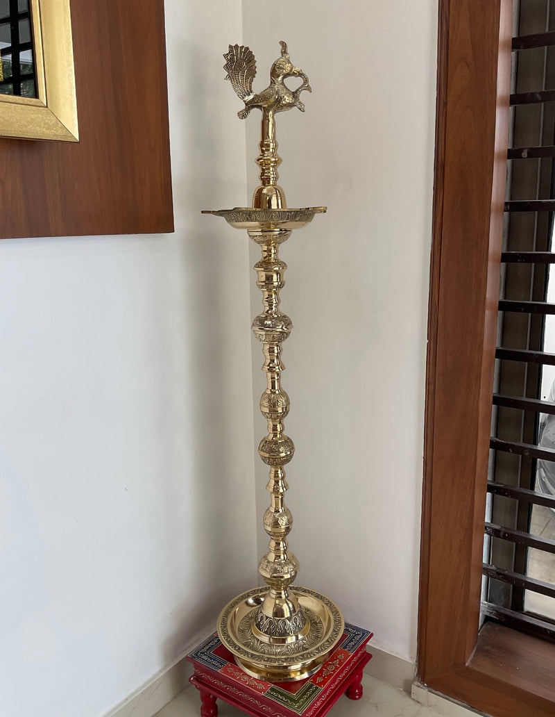 Brass Annapakshi Nilavilakku Lamp, Indian Decor Online USA