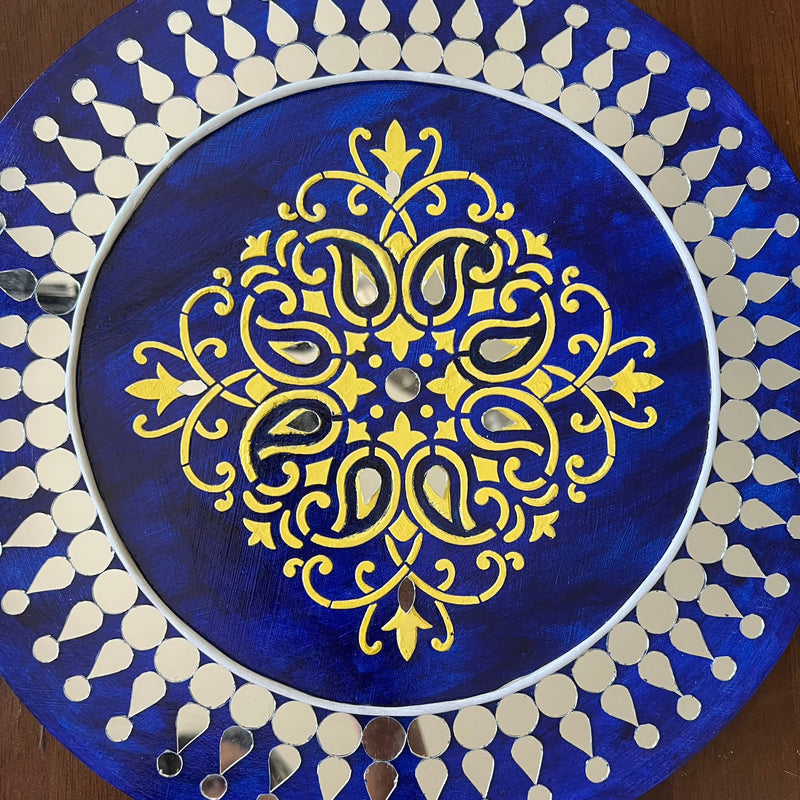 12 Inches Mandala Lippan Art Wall Hanging - Clay Mirror Wall Decor - Crafts N Chisel - Indian Home Decor USA