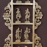 29.5 Inches Lord Vishnu Dashavatar Brass Divine Wall Hanging - Antique Finish - Crafts N Chisel - Indian Home Decor USA