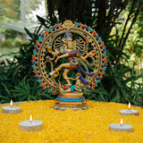 21 Inches Dancing Lord Natraj Idol - Brass Stonework Statue - Decorative Figurine - Crafts N Chisel - Indian Home Decor USA