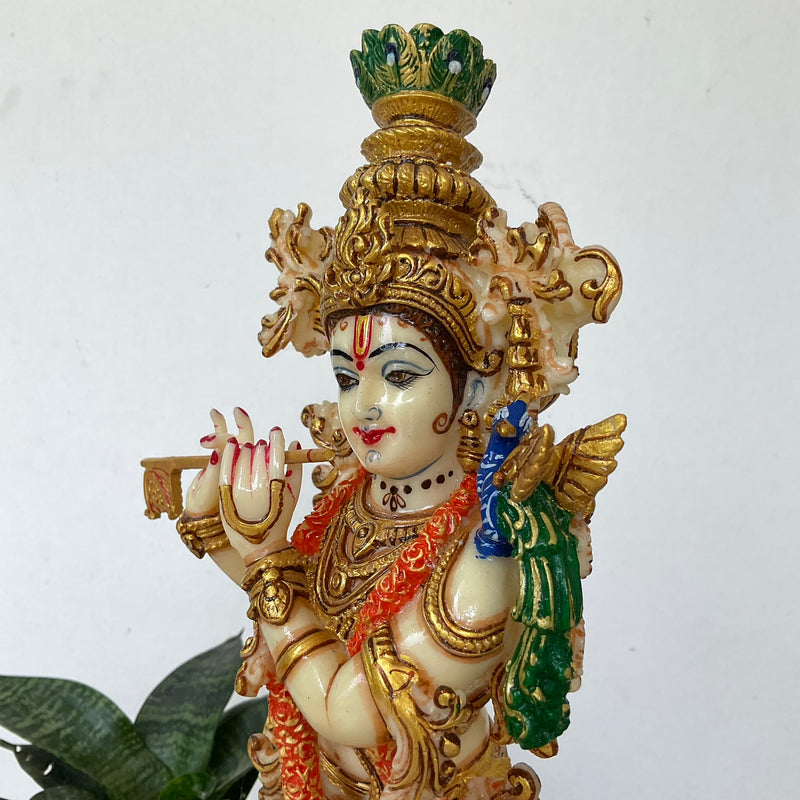 Krishna Marble Dust & Resin Idol - Decorative Figurine - Crafts N Chisel - Indian Home Decor USA