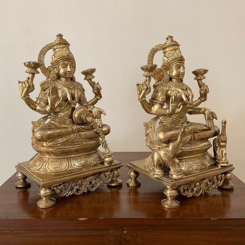9 Inches Ashtalakshmi Bronze Idol - Decorative Figurine - Crafts N Chisel - Indian Home Decor USA