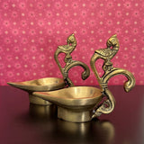 Peacock Diya Brass lamp (Set of 2) - Pooja Decor - Crafts N Chisel - Indian Home Decor USA