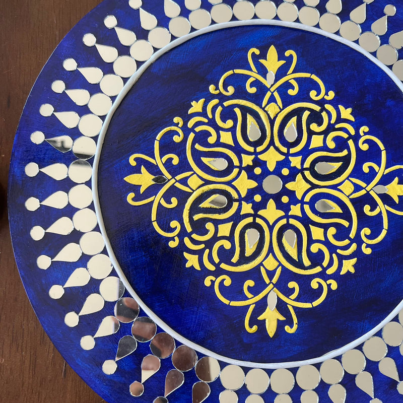 12 Inches Mandala Lippan Art Wall Hanging - Clay Mirror Wall Decor - Crafts N Chisel - Indian Home Decor USA