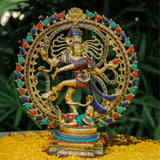 21 Inches Dancing Lord Natraj Idol - Brass Stonework Statue - Decorative Figurine - Crafts N Chisel - Indian Home Decor USA