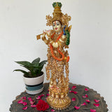 Krishna Marble Dust & Resin Idol - Decorative Figurine - Crafts N Chisel - Indian Home Decor USA