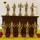 6 Inches Lord Vishnu Dashavatar Brass Idols - Decorative Home Decor - Crafts N Chisel - Indian Home Decor USA