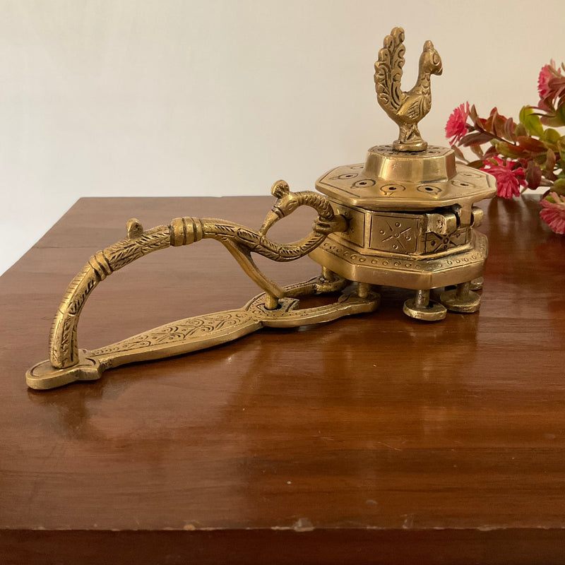 8 Inches Bird Brass Dhoop Dani With Handle, Incense Holder - Crafts N Chisel - Indian Home Decor USA