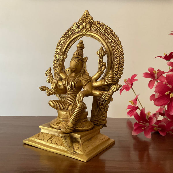 9 Inch Varahi Devi Brass Idol - Hindu God Statue - Decorative Murti - Crafts N Chisel - Indian Home Decor USA