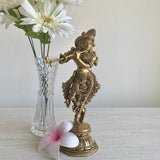 10 Inches Lord Krishna Idol And 8 Inches Brass Urli Festive Home Decor - Crafts N Chisel - Indian Home Decor USA