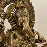 17.5 Inches Lord Ganesh Brass Idol - handcrafted Ganpati Decorative Statue for Home Decor - Housewarming Gift - Crafts N Chisel - Indian Home Decor USA