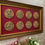 Ashtalakshmi Brass Divine Wall Hanging With Frame - Crafts N Chisel - Indian Home Decor USA