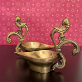 Peacock Diya Brass lamp (Set of 2) - Pooja Decor - Crafts N Chisel - Indian Home Decor USA