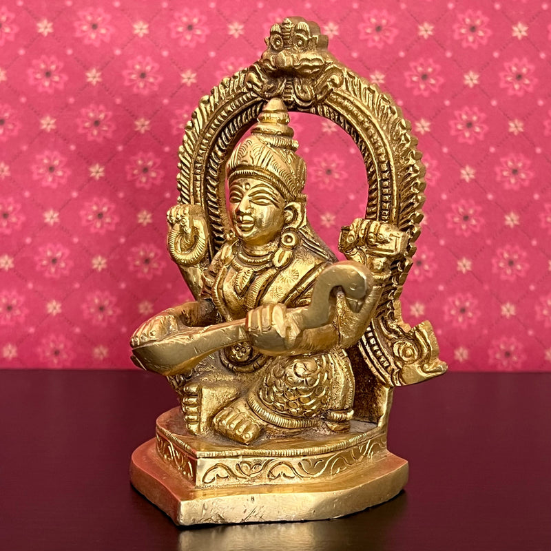 4.4 Inches Lakshmi Ganesh Saraswati Brass Idol - Decorative Home Decor - Crafts N Chisel - Indian Home Decor USA