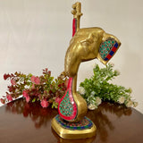 Ganesha With Veena Brass Idol - Ganpati Decorative Statue for Home Decor - Crafts N Chisel - Indian Home Decor USA