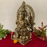 17.5 Inches Lord Ganesh Brass Idol - handcrafted Ganpati Decorative Statue for Home Decor - Housewarming Gift - Crafts N Chisel - Indian Home Decor USA