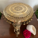 Elephant Brass Chowki With Bells For Idols And Pooja - Crafts N Chisel - Indian Home Decor USA