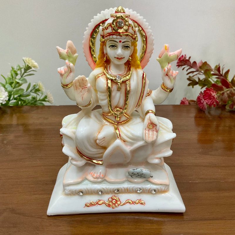 6 Inches Lakshmi Ganesha Marble Dust & Resin Idol - Hindu God Statue - Decorative Murti - Crafts N Chisel - Indian Home Decor USA