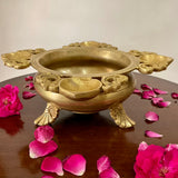 Brass Urli With Diya - Urli Bowl For Flower Lamp Decor - Crafts N Chisel - Indian Home Decor USA