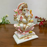 6 Inches Lakshmi Ganesha Marble Dust & Resin Idol - Hindu God Statue - Decorative Murti - Crafts N Chisel - Indian Home Decor USA
