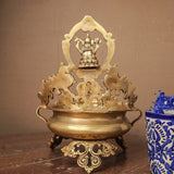 Decorative Brass Urli Bowl Lord Ganesha With Peacock - Crafts N Chisel - Indian Home Decor USA