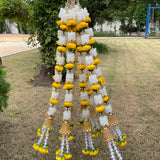 Yellow White Artificial Garland With Bell Set of 10 Pcs - Crafts N Chisel - Indian Home Decor USA