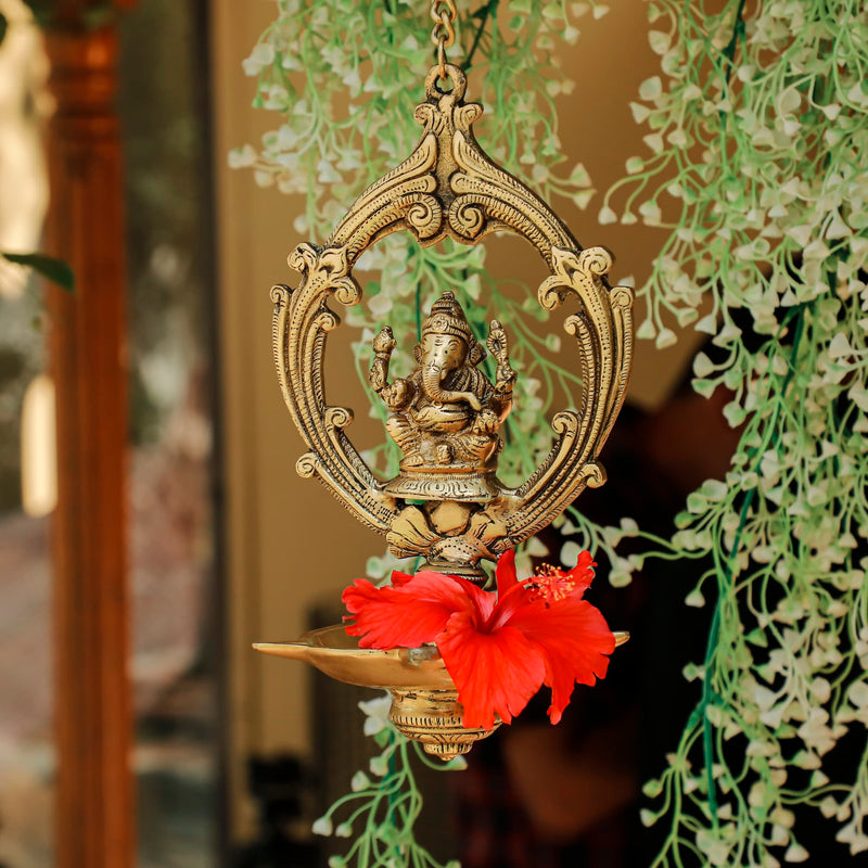 Lord Ganesh Diya | Hanging Brass Lamps | Crafts N Chisel