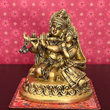 4 Inches Radha Krishna Decorative Brass Idol and Statue - Crafts N Chisel - Indian Home Decor USA