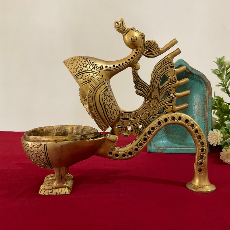 Annapakshi Brass Dhoop Dani With Handle, Incense Holder - Crafts N Chisel - Indian Home Decor USA