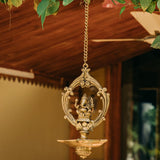 Lord Ganesh Hanging Diya With Arch - Decorative and Religious Brass Wall Hanging - Crafts N Chisel - Indian Home Decor USA