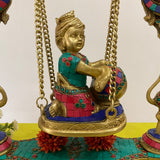 Baby Krishna Swing Yali Decorative Brass Idol Statue - Crafts N Chisel - Indian Home Decor USA