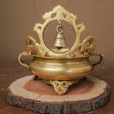 Brass Urli With Bell - 6 Inches Urli Bowl For Festive Decor - Crafts N Chisel - Indian Home Decor USA