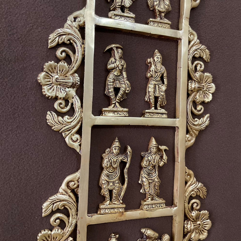 29.5 Inches Lord Vishnu Dashavatar Brass Divine Wall Hanging - Antique Finish - Crafts N Chisel - Indian Home Decor USA
