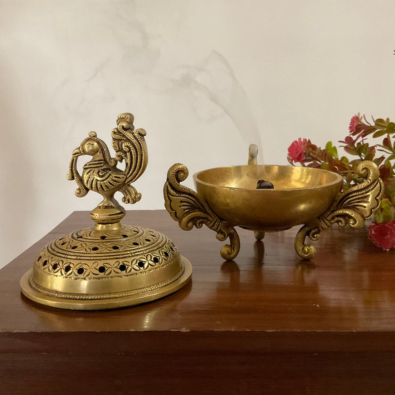 Annapakshi Brass Dhoop Dani, Incense Holder - Crafts N Chisel - Indian Home Decor USA