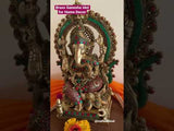 17.5 Inches Lord Ganesh Brass Idol Stonework - handcrafted Ganpati Decorative Statue for Home Decor - Housewarming Gift