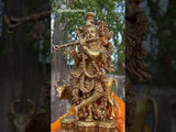 17 Inches Lord Krishna & Cow Brass idol - Krishna Statue for Indian Decor