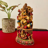 10” Ganesha Marble Dust & Resin Idol - Hindu God Statue - Decorative Murti - Crafts N Chisel - Indian Home Decor USA