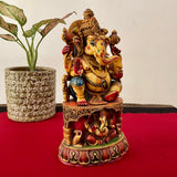 10” Ganesha Marble Dust & Resin Idol - Hindu God Statue - Decorative Murti - Crafts N Chisel - Indian Home Decor USA