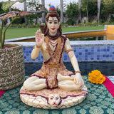 10” Lord Shiva Marble Dust & Resin Idol - Hindu God Statue - Decorative Murti - Crafts N Chisel - Indian Home Decor USA