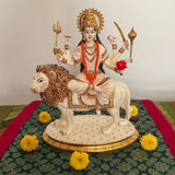 10” Ma Durga Marble Dust & Resin Idol - Hindu God Statue - Decorative Murti - Crafts N Chisel - Indian Home Decor USA