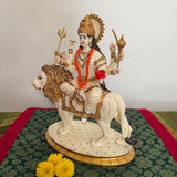 10” Ma Durga Marble Dust & Resin Idol - Hindu God Statue - Decorative Murti - Crafts N Chisel - Indian Home Decor USA