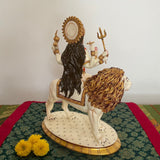 10” Ma Durga Marble Dust & Resin Idol - Hindu God Statue - Decorative Murti - Crafts N Chisel - Indian Home Decor USA