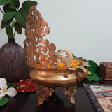 12" Decorative Brass Urli With Lord Ganesha - Crafts N Chisel - Indian home decor - Online USA