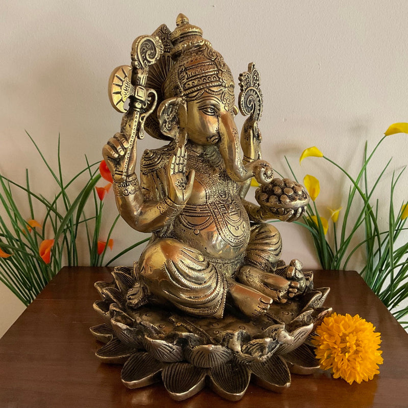Lord Ganesh Brass Idol & Statue, Indian Home Decor